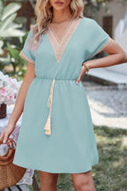 Tassel V-neck Short Sleeve Dress (7)