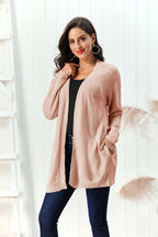 Cable-knit Open Front Long Sleeve Cardigan (3)