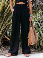 Smocked High Waisted Wide Leg Pants (8)