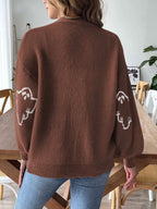 V-neck Dropped Shoulder Cardigan (2)