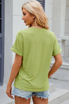 Eyelet Notched Short Sleeve T-shirt (28)