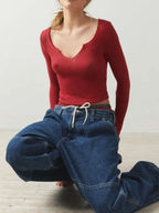 Notched Long Sleeve T-shirt (3)