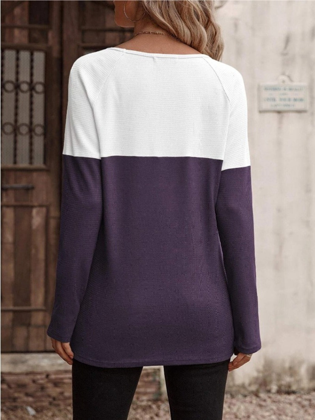 Contrast Round Neck Long Sleeve T-shirt (12)