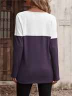 Contrast Round Neck Long Sleeve T-shirt (12)