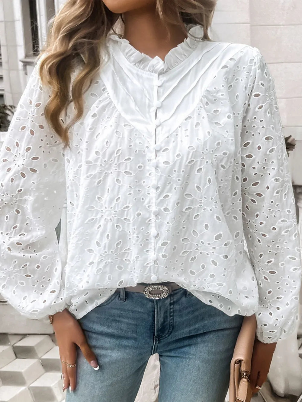 Frill Round Neck Long Sleeve Shirt (18)