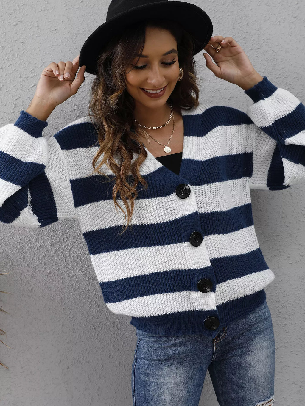 Striped Button-up Long Sleeve Cardigan (18)