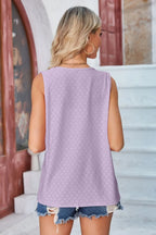 Eyelet Open Front Sleeveless Cardigan (28)