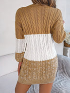 Block Cable Knit Sweater Dress Textured Pattern (8)
