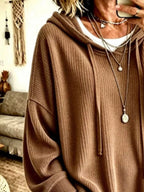 Drawstring Ribbed Knit Hoodie (6)