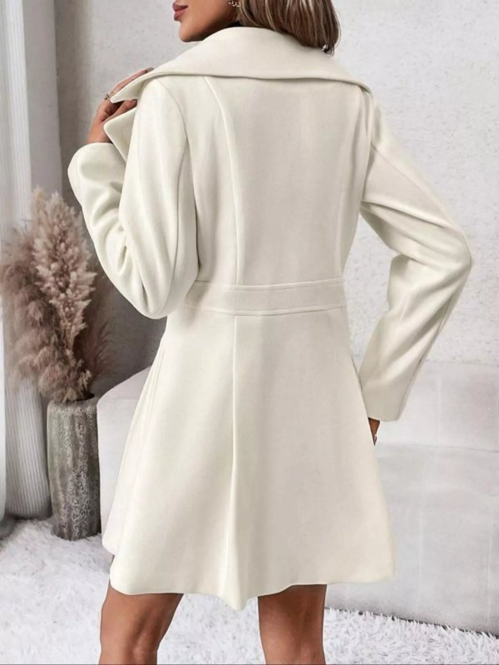 Double-breasted Wool Blend Coat (2)