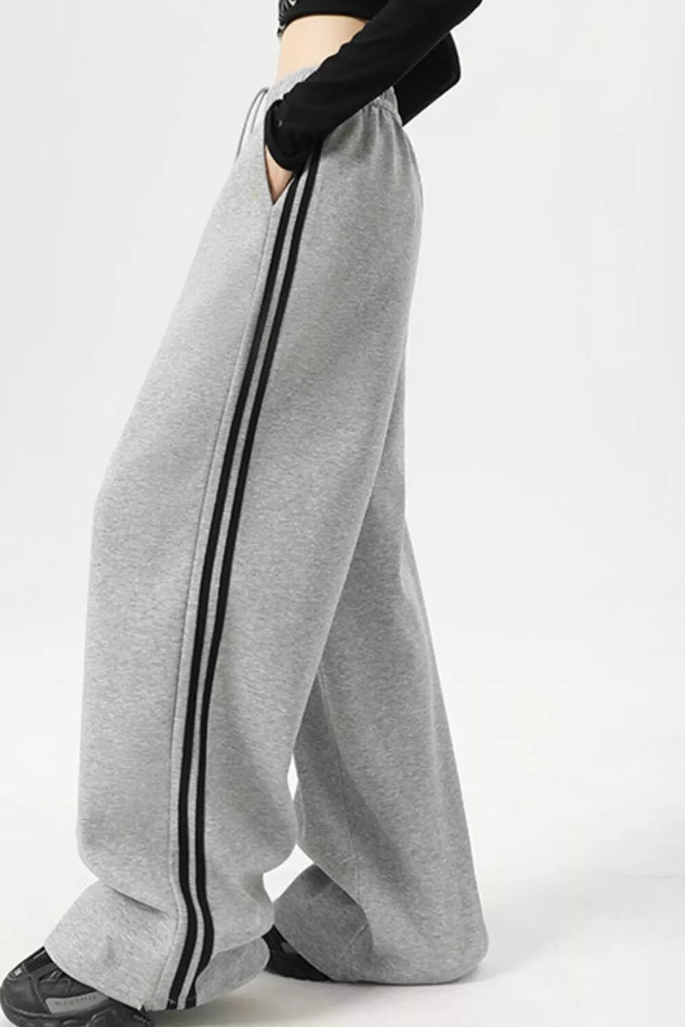 Wide Leg Side Striped Pants (4)