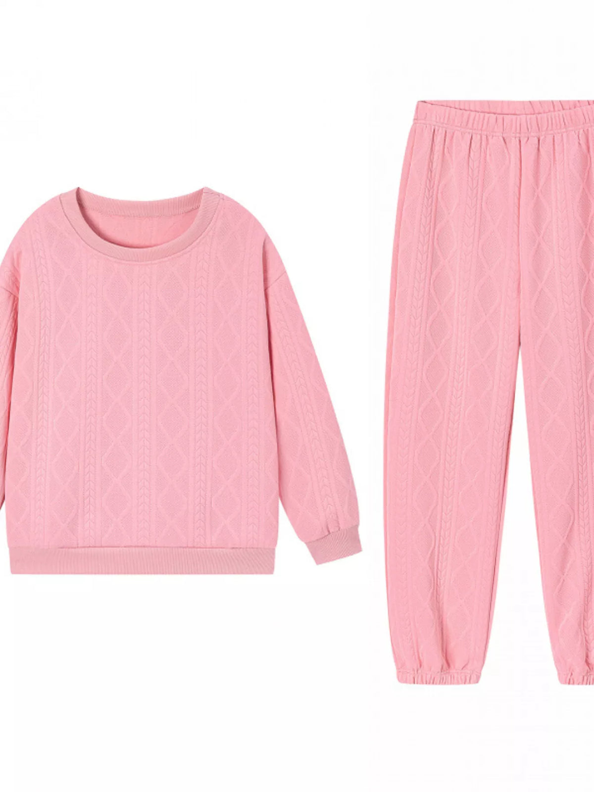 Texture Round Neck Top Pants Set (8)