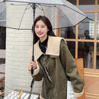 Korean-style Retro Green Suede Lambswool Coat photo 4