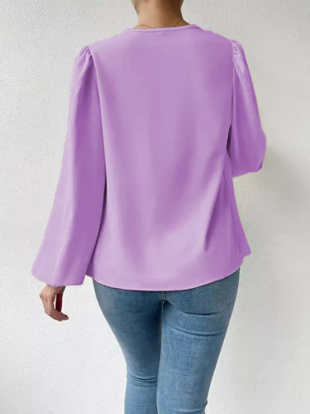 Full Size Cowl Neck Balloon Sleeve Blouse Plus (20)