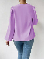Full Size Cowl Neck Balloon Sleeve Blouse Plus (20)