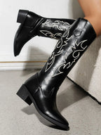 Round Toe Block Heels Boots (3)