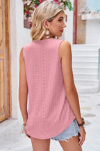 Eyelet V-neck Wide Strap Tank (9)