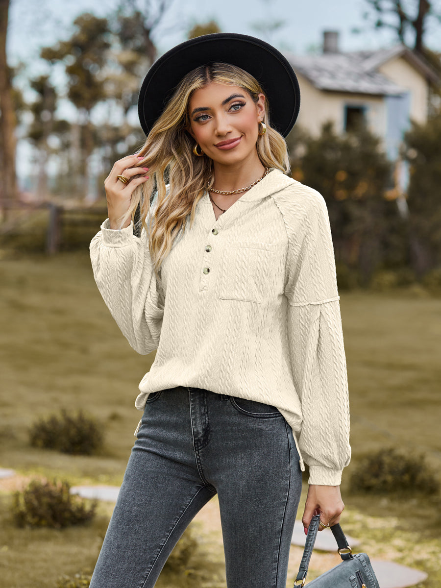 Cable-knit Dropped Shoulder Hoodie (19)