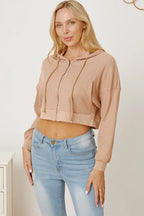 Waffle-knit Drawstring Zip Up Hoodie (2)