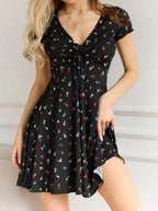 Full Size Tie Front V-neck Mini Dress Plus (2)