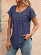 Casual Button Detail Henley T-shirt (25)