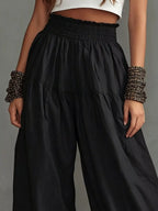Full Size Smocked Ruffle Hem Wide Leg Pants Plus (3)