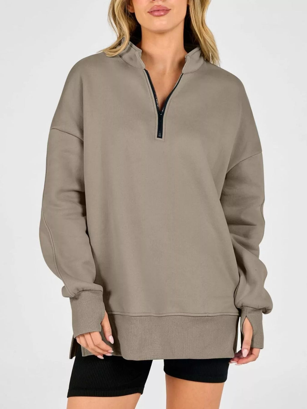 Quarter-zip Dropped Shoulder Sweatshirt (2)