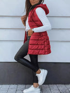 Zip Up Longline Hooded Puffer Vest Coat (20)