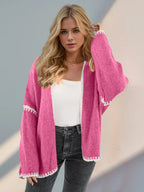 Contrast Open Front Dropped Shoulder Cardigan (8)