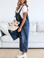 Distressed Wide Leg Denim Overalls (10)