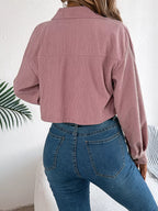 Corduroy Button-up Dropped Shoulder Jacket (8)