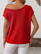 Boat Neck Short Sleeve Knit Top (5)