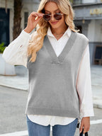 Side Slit V-neck Sweater Vest (16)