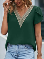 V-neck Petal Sleeve Blouse (4)
