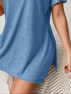 Casual Round Neck T-shirt Shorts Set (26)