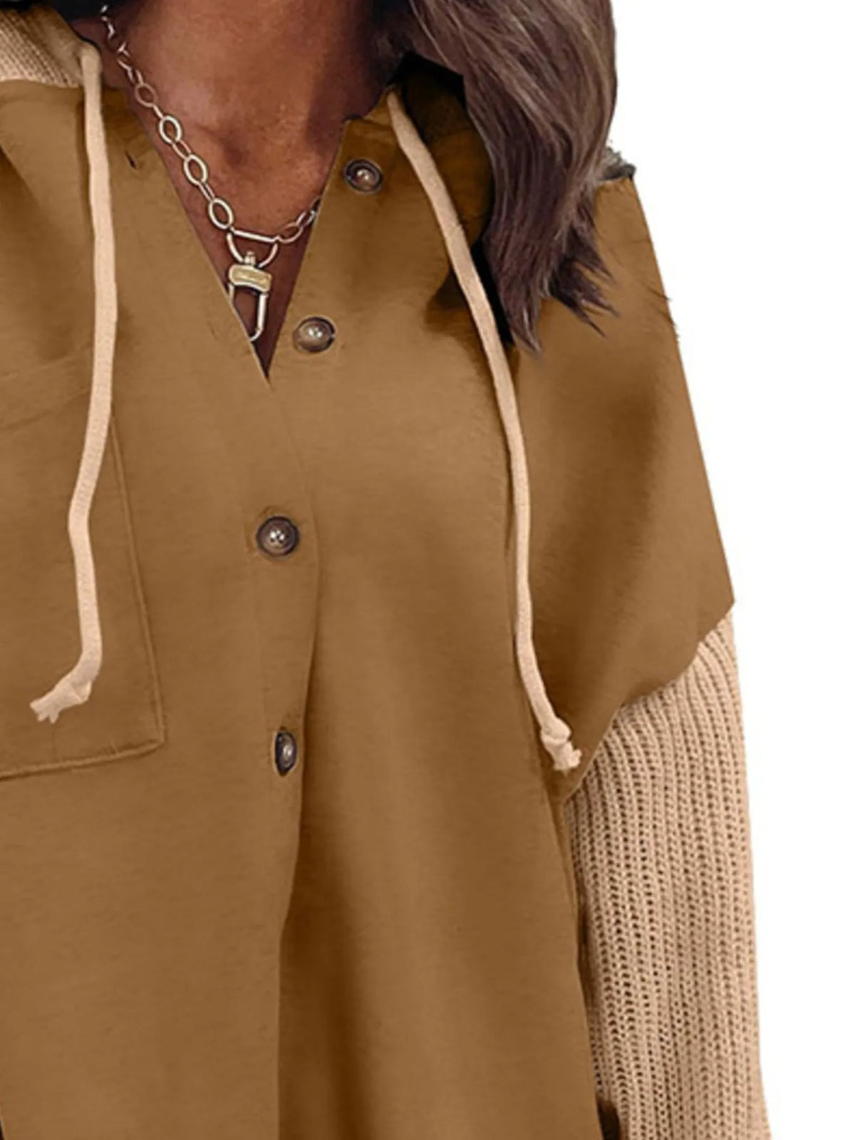 Drawstring Button Front Hoodie (12)