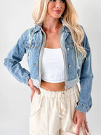 Distressed Zip Up Cropped Hooded Denim Jacket (19)