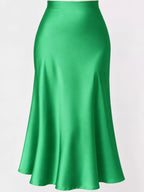 High-waisted Satin Midi Skirt (45)