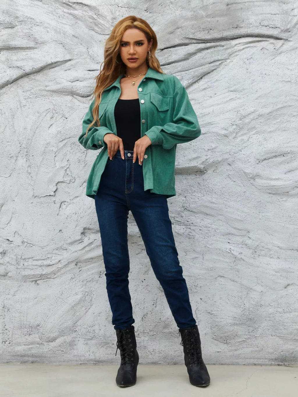 Casual Corduroy Button-down Jacket (11)