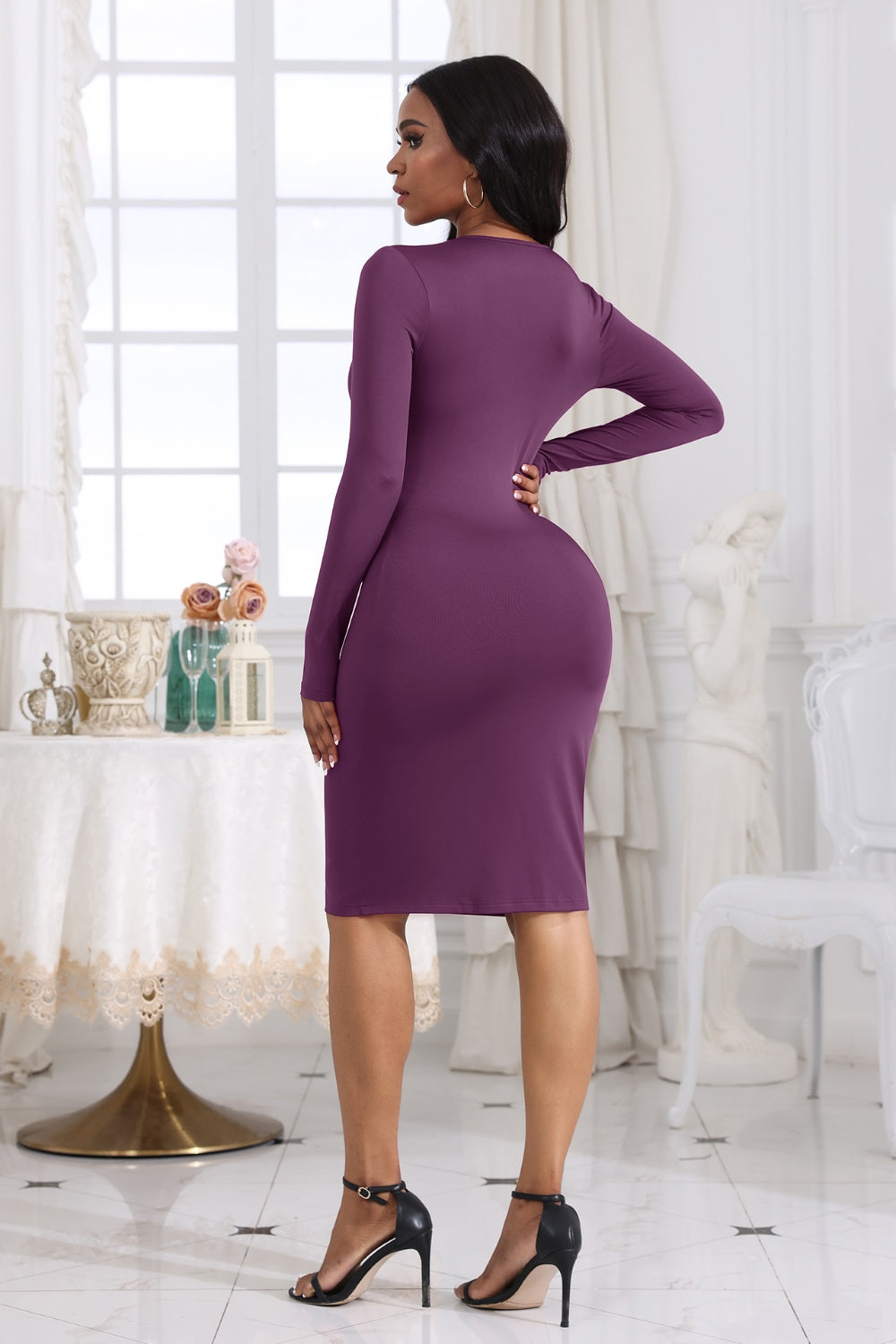Cutout Twisted Long Sleeve Dress (9)