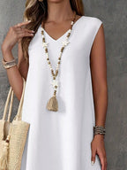 Sleeveless V-neck Side-slit Maxi Dress (12)