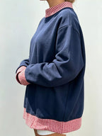 Polka Dot Contrast Trim Dropped Shoulder Sweatshirt (11)
