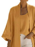 Full Size Open-front Cardigan Matching Tank Top Set Plus (13)