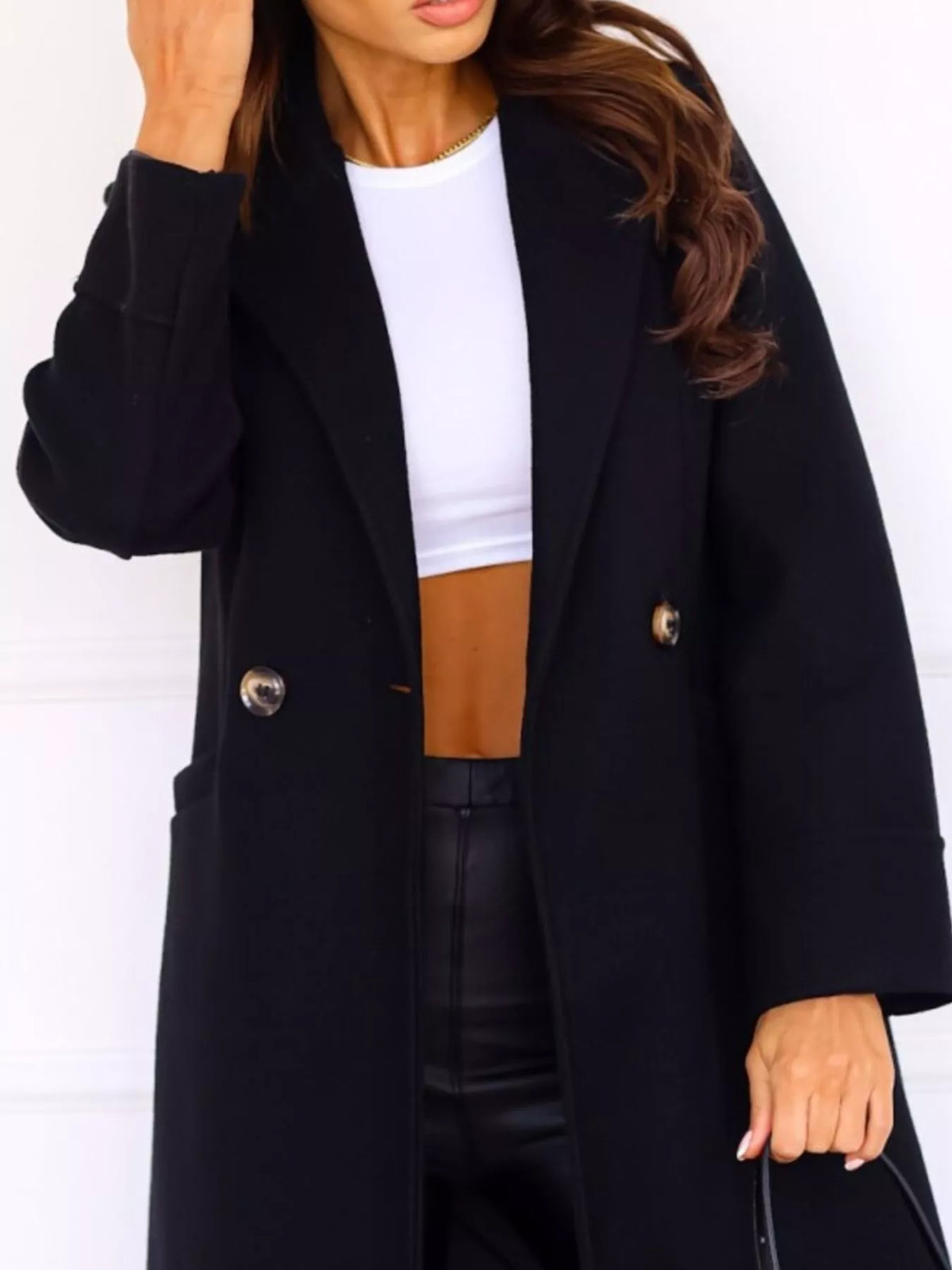 Lapel Collar Wool Blend Overcoat (16)