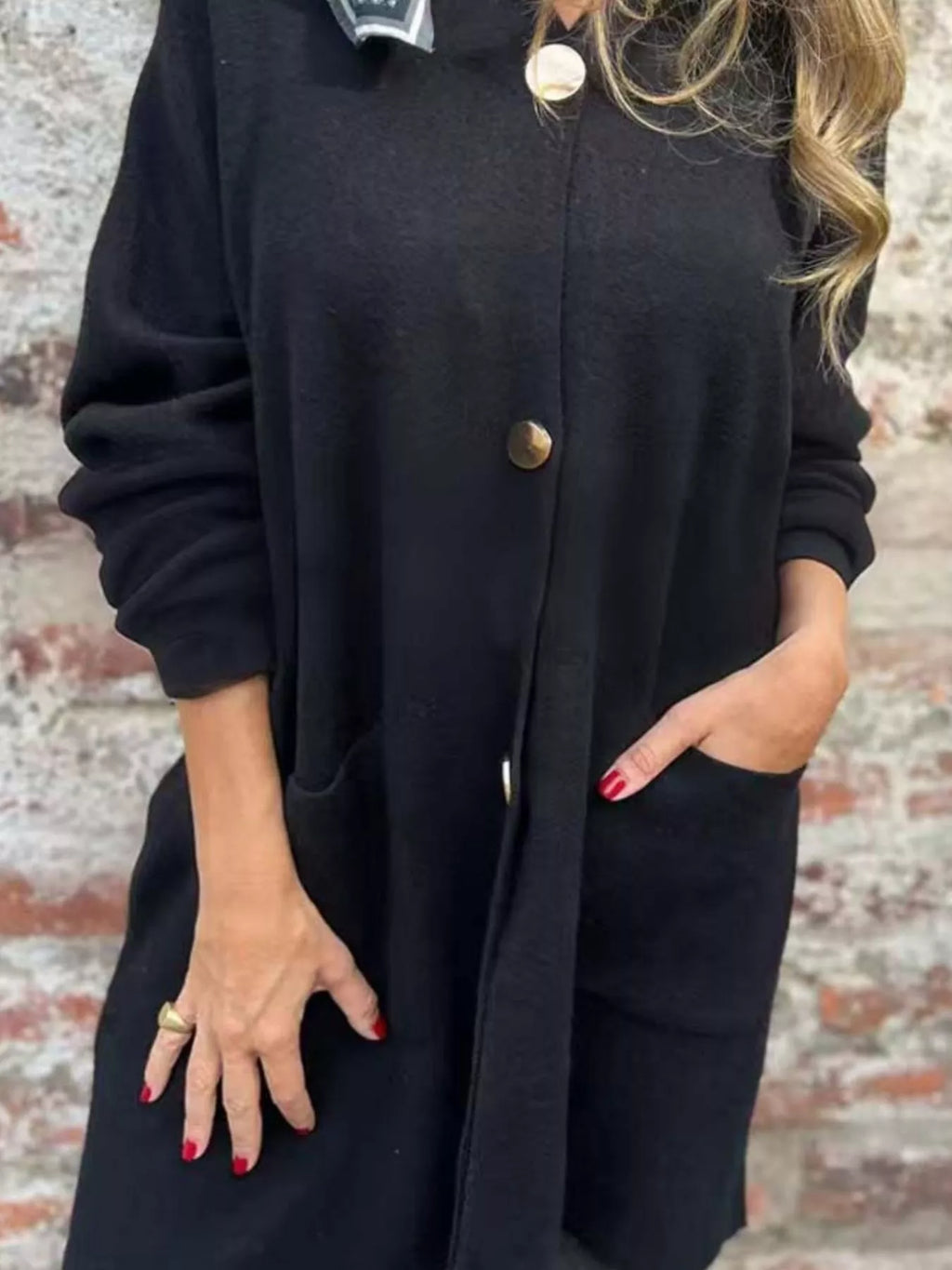 Full Size Button-down Long Sleeve Cardigan Plus (5)