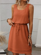Waffle-knit Drawstring Mini Tank Dress (11)