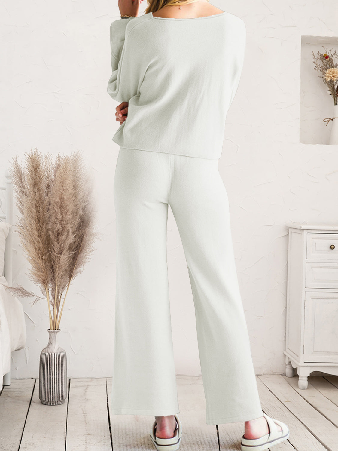 Long Sleeve Lounge Top Drawstring Pants Set (23)