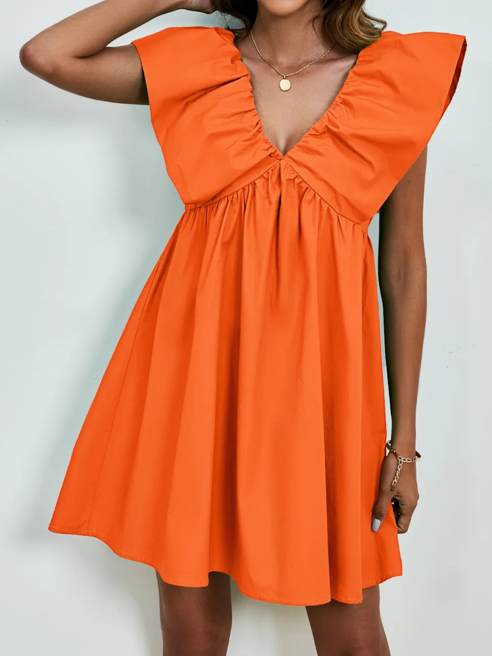V-neck Cap Sleeve Mini Dress (3)