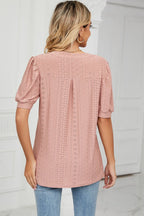 Eyelet Notched Short Sleeve T-shirt (27)