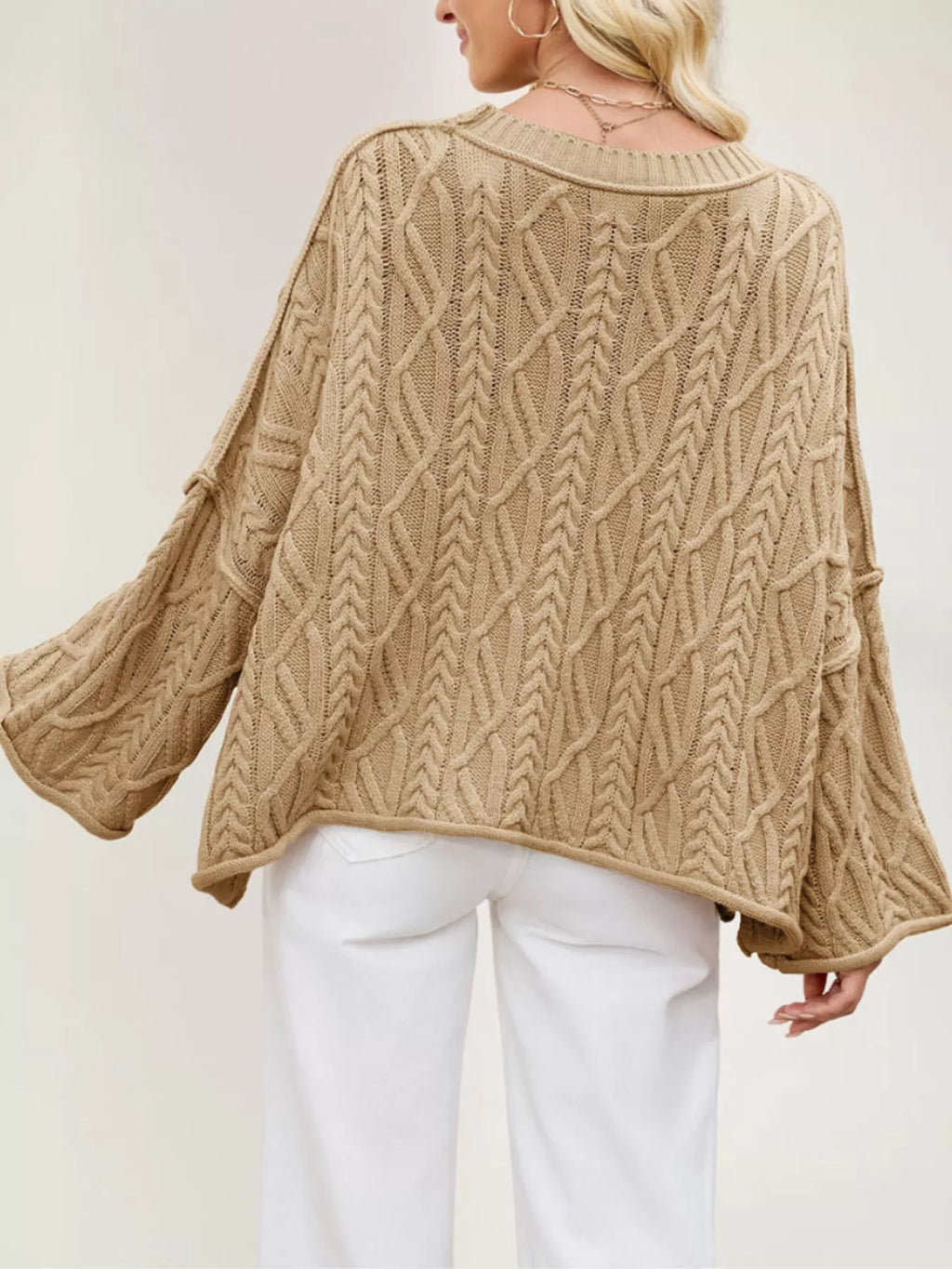 Cozy Cable Knit Drop Shoulder Oversize Sweater (3)